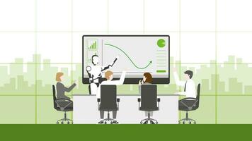 samenspel genieten van een groen diagram toenemen omhoog winst gegevens door ai technologie systeem. vector