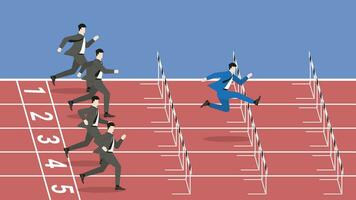 de snelste leider zakenman jumping overwint obstakels. vector