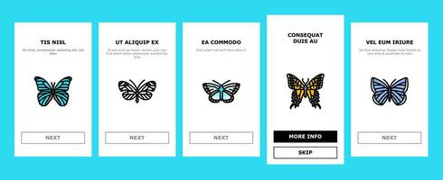 vlinder zomer voorjaar insect onboarding pictogrammen reeks vector