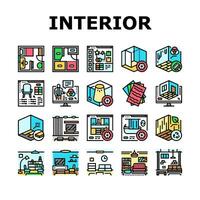 interieur ontwerper kantoor pictogrammen reeks vector