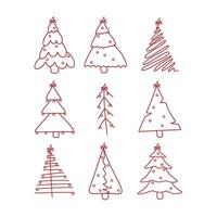 hand- getrokken Kerstmis bomen set. nieuw jaar tekening illustratie. vrolijk Kerstmis vector voor kaart, ontwerp, felicitatie