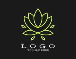 gemakkelijk lotus bloeien logo. elegant ontwerp concept met bloeiend geel of groen lotus. geschikt voor spa, toevlucht, hotel, schoonheid, boetiek, yoga, salon, parfum. vector