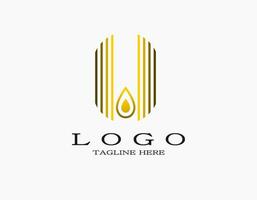 elegant luxe logo met klein brand tussen de lijnen. druppels logo in de midden. gouden vector. vector