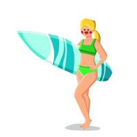 meisje vrouw surfing strand vector