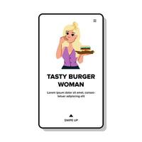 eten smakelijk hamburger vrouw vector