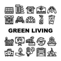 groen leven eco pictogrammen reeks vector