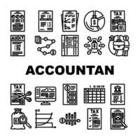 accountant professioneel belasting pictogrammen reeks vector