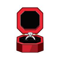 liefde voorstel ring doos tekenfilm vector illustratie