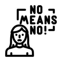 Nee middelen Nee feminisme vrouw lijn icoon vector illustratie