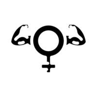 Dames moed feminisme glyph icoon vector illustratie