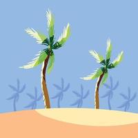 palmboom op eenvoudige hemel en strand vectorillustratie als achtergrond vector