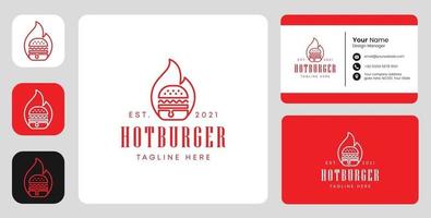 hot burger-logo met stationair ontwerp vector