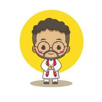 schattig priester of voorganger tekenfilm karakter illustratie. christen en Katholiek religie concept ontwerp. beroep illustratie. aanbiddelijk chibi stijl vector