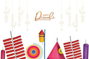 gelukkig diwali decoratief brand kraker viering kaart ontwerp vector