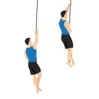 Mens aan het doen touw beklimmen training oefening. vector