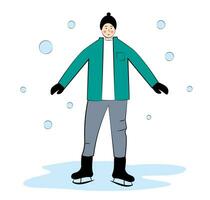 Mens het schaatsen. vector illustratie. tekening