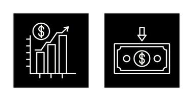 tabel omhoog en geld naar beneden icoon vector