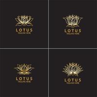 gouden lotusbloem logo vector ontwerpsjabloon