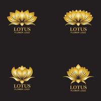 gouden lotusbloem logo vector ontwerpsjabloon