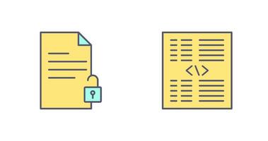 ontgrendelen document en stuk van code icoon vector