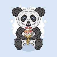 schattige panda-welp die het zoete ijs eet vector