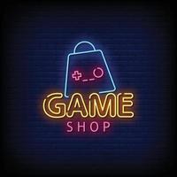 game winkel neonreclame stijl tekst vector