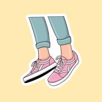 kleurrijke handgetekende benen gebruiken sneakersstickers vector