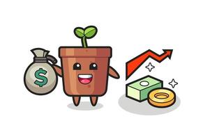 plant pot illustratie cartoon bedrijf geld zak vector