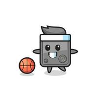 illustratie van kluis cartoon speelt basketbal vector