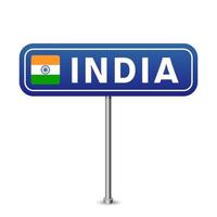 india verkeersbord. nationale vlag met landsnaam vector