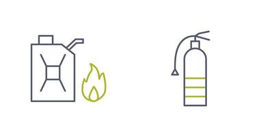 brandstof naar brand en brandblusser icoon vector