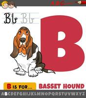 brief b van alfabet met tekenfilm basset hond hond vector