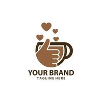 Leuk vinden liefde mok chocola logo desain vector