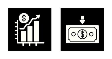 tabel omhoog en geld naar beneden icoon vector