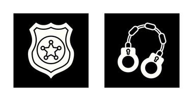 Politie schild en handboei icoon vector