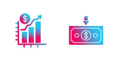 tabel omhoog en geld naar beneden icoon vector