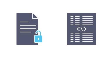 ontgrendelen document en stuk van code icoon vector