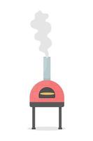 houtgestookte oven voor het koken van pizza's semi-egale kleur vectorobject vector