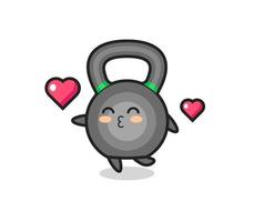 kettlebell karakter cartoon met kussend gebaar vector