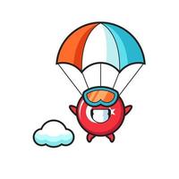 turkije vlag badge mascotte cartoon is parachutespringen met een gelukkig gebaar vector