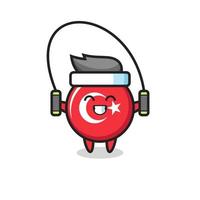 turkije vlag badge karakter cartoon met springtouw vector