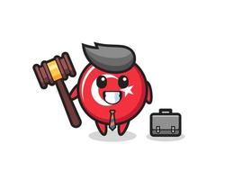 illustratie van turkije vlag badge mascotte als advocaat vector