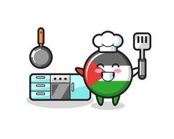 Palestina vlag badge karakter illustratie als een chef-kok aan het koken is vector