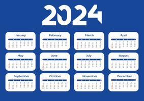 2024 jaar a3 formaat kalender indeling. week begint Aan zondag. muur kalender in een minimalistische stijl. vector