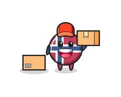 mascotteillustratie van het kenteken van de vlag van Noorwegen als koerier vector