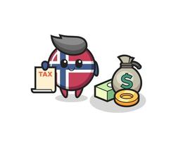 karakter cartoon van noorse vlag badge als accountant vector