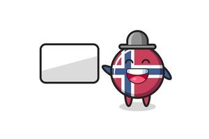 noorwegen vlag badge cartoon afbeelding doet een presentatie vector