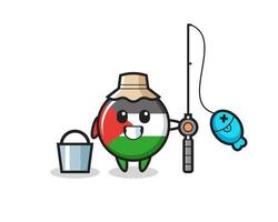 mascotte karakter van palestina vlag badge als visser vector