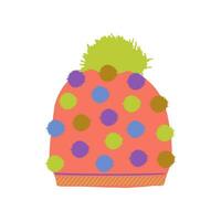 vector illustratie. wol winter hoed met pompons. hoofdtooi voor verkoudheid het weer. grafisch ontwerp. geïsoleerd Aan wit. roze