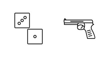 Dobbelsteen en pistool icoon vector